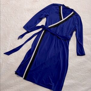 BOLD elements Blue and Black Wrap Dress